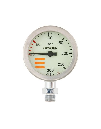 Manometr O2 300 bar 52 mm, czarny chrom